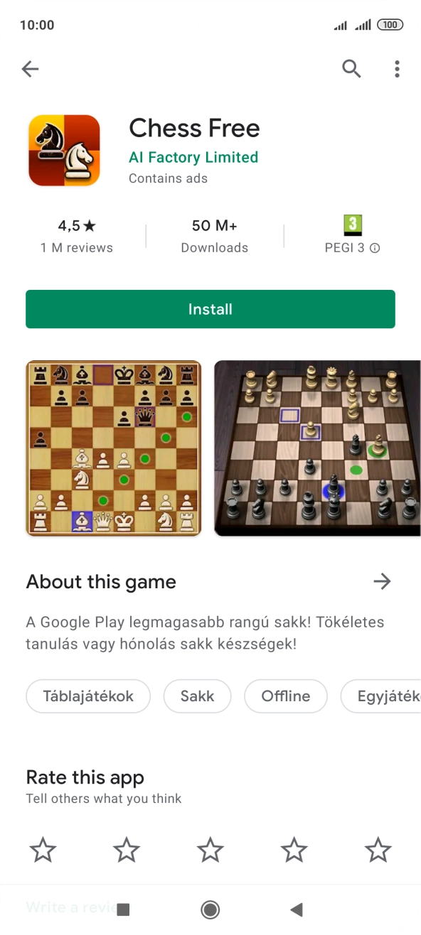 Válaszd az Install lehetőséget, és kövesd a képernyőn megjelenő utasításokat az alkalmazás telepítéséhez. Válaszd az Install lehetőséget, és kövesd a képernyőn megjelenő utasításokat az alkalmazás telepítéséhez.