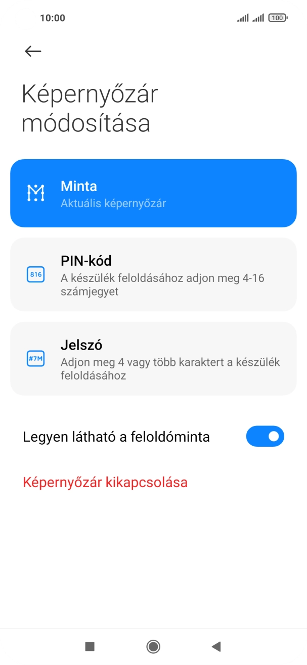 Válaszd a Képernyőzár kikapcsolása lehetőséget, és írd be az extra képernyőzárkódot, amit korábban már beállítottál. Válaszd a Képernyőzár kikapcsolása lehetőséget, és írd be az extra képernyőzárkódot, amit korábban már beállítottál.