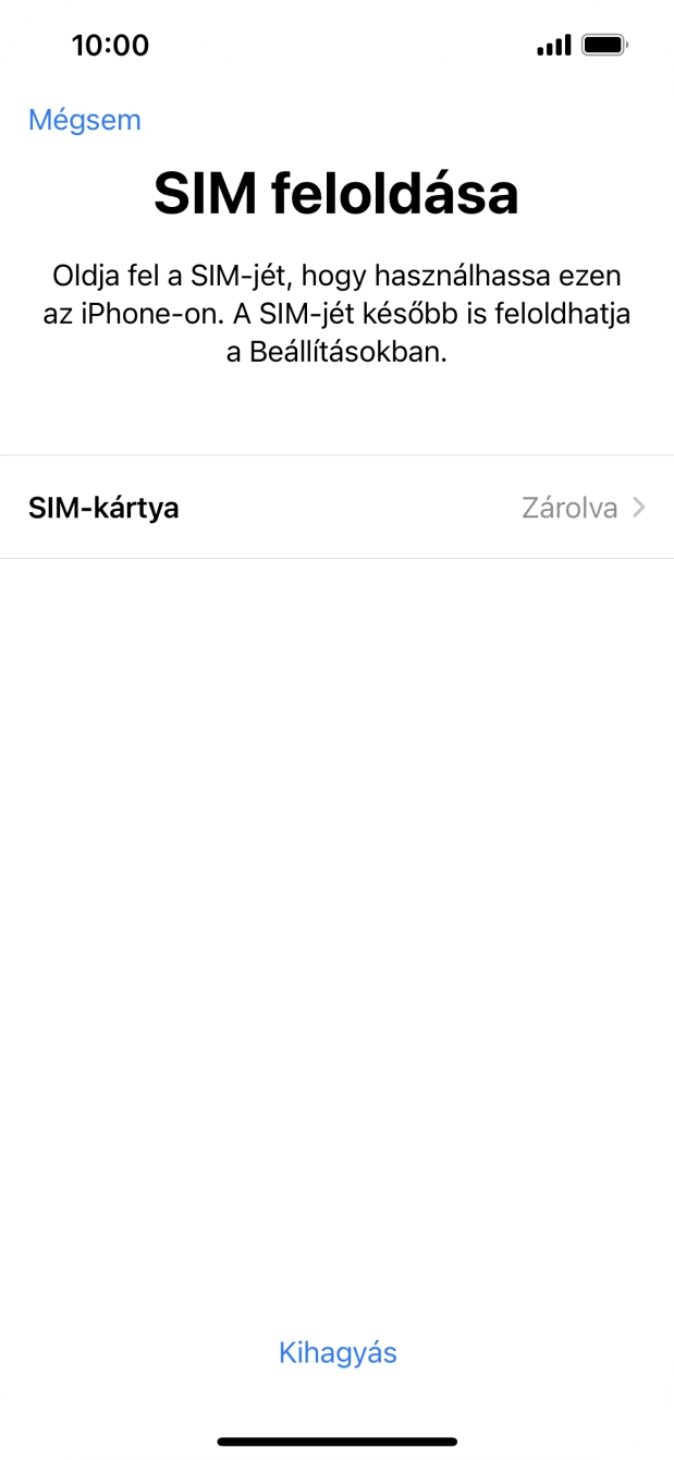 Válaszd a SIM-kártya lehetőséget.