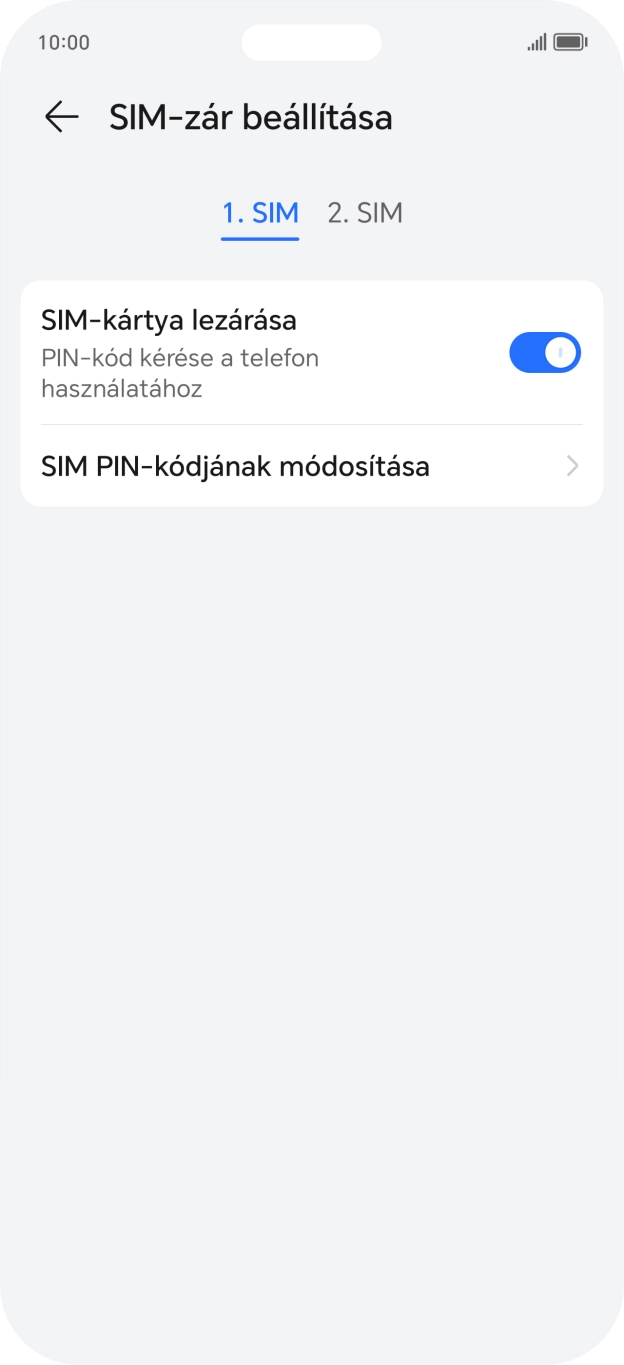 Kattints a „SIM-kártya lezárása” melletti csúszkára a funkció be- vagy kikapcsolásához. Kattints a „SIM-kártya lezárása” melletti csúszkára a funkció be- vagy kikapcsolásához.
