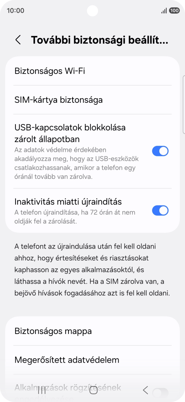 Válaszd a SIM-kártya biztonsága lehetőséget. Válaszd a SIM-kártya biztonsága lehetőséget.