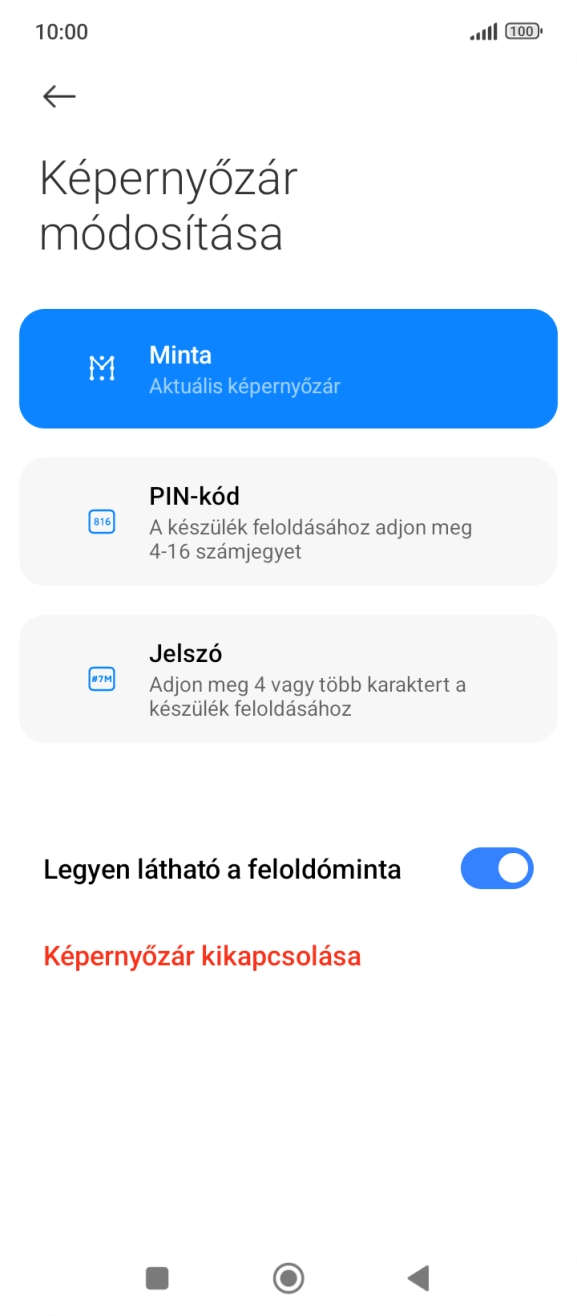 Válaszd a Képernyőzár kikapcsolása lehetőséget, és írd be az extra képernyőzárkódot, amit korábban már beállítottál. Válaszd a Képernyőzár kikapcsolása lehetőséget, és írd be az extra képernyőzárkódot, amit korábban már beállítottál.