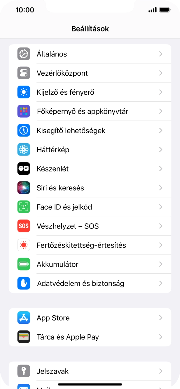 Válaszd a Face ID és jelkód lehetőséget.