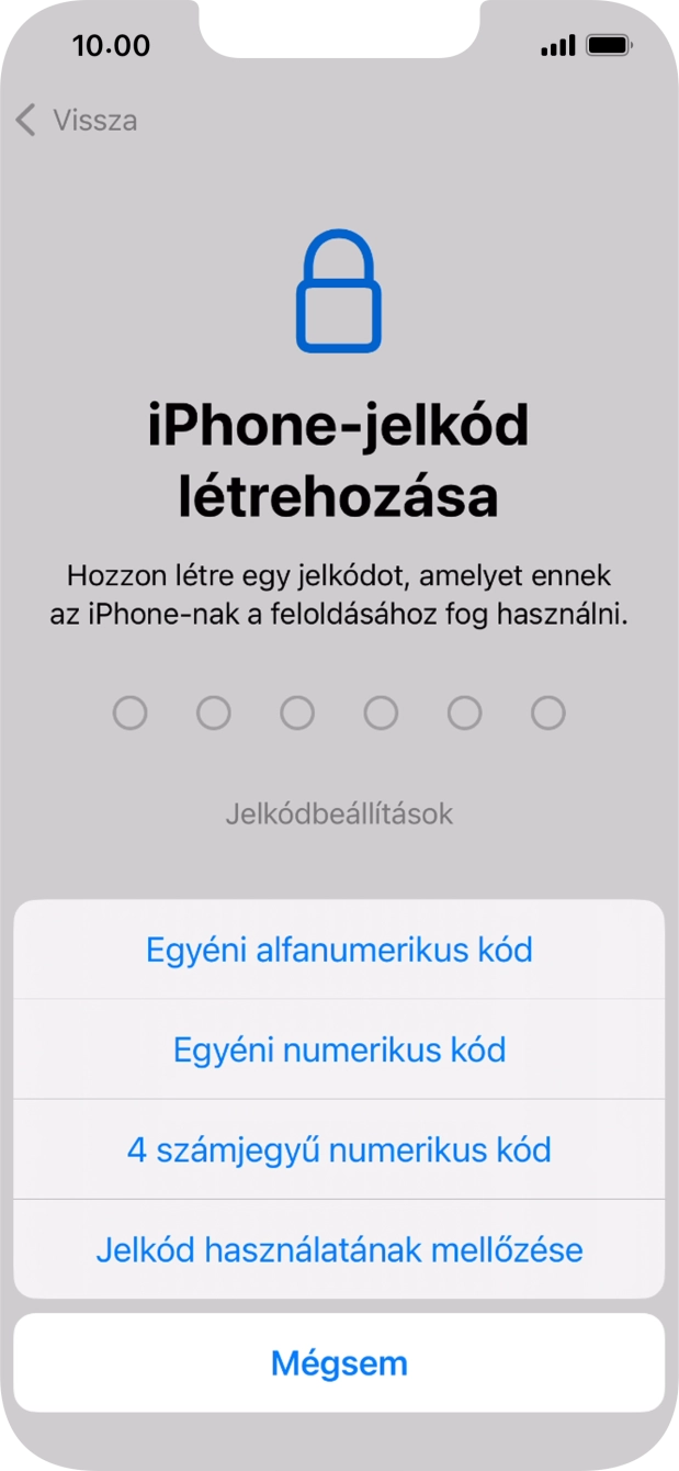 A képernyőzár használatának bekapcsolásához kövesd a képernyőn megjelenő utasításokat, vagy válaszd a Jelkód használatának mellőzése lehetőséget.