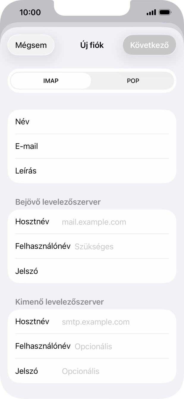 Válaszd az IMAP lehetőséget.