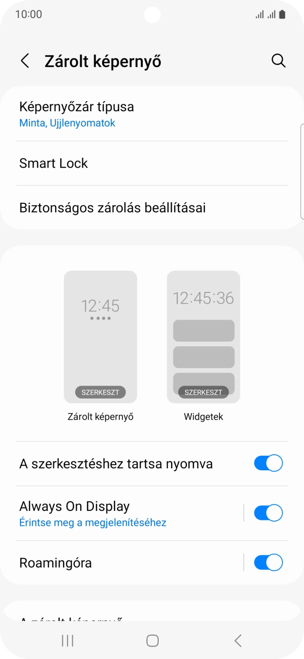 Válaszd a Képernyőzár típusa lehetőséget, és írd be az extra képernyőzárkódot, amit korábban már beállítottál. Válaszd a Képernyőzár típusa lehetőséget, és írd be az extra képernyőzárkódot, amit korábban már beállítottál.