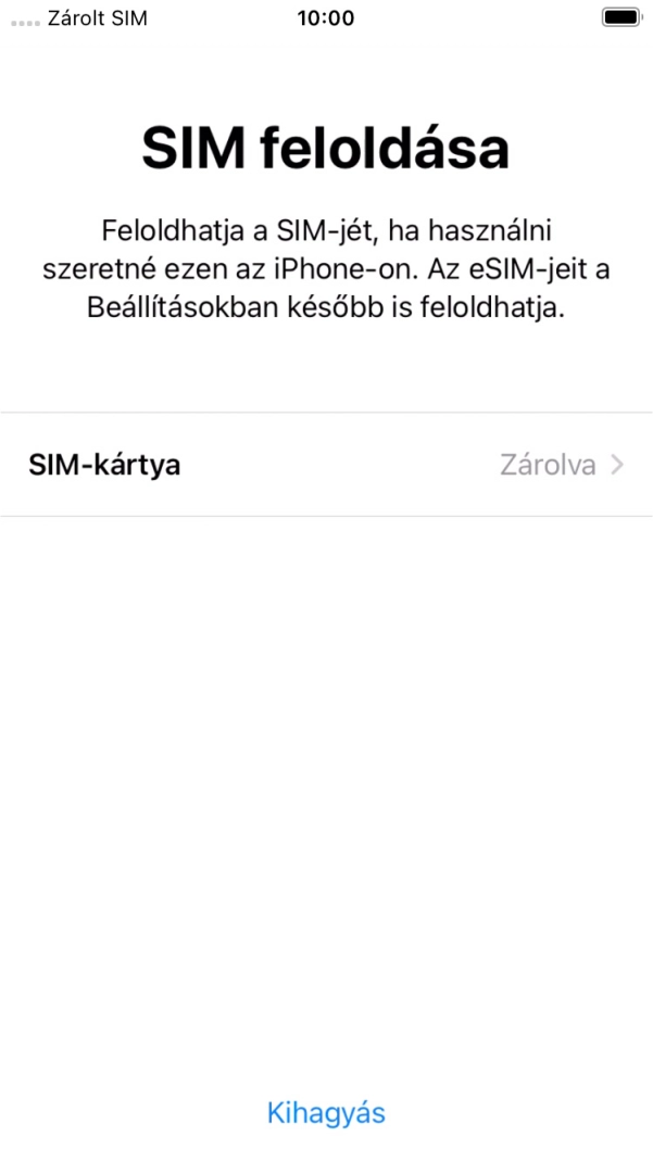 Válaszd a SIM-kártya lehetőséget. Válaszd a SIM-kártya lehetőséget.