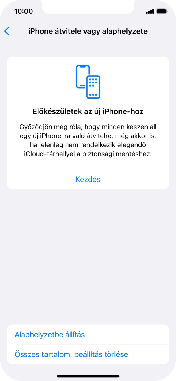 Válaszd az Alaphelyzetbe állítás lehetőséget.