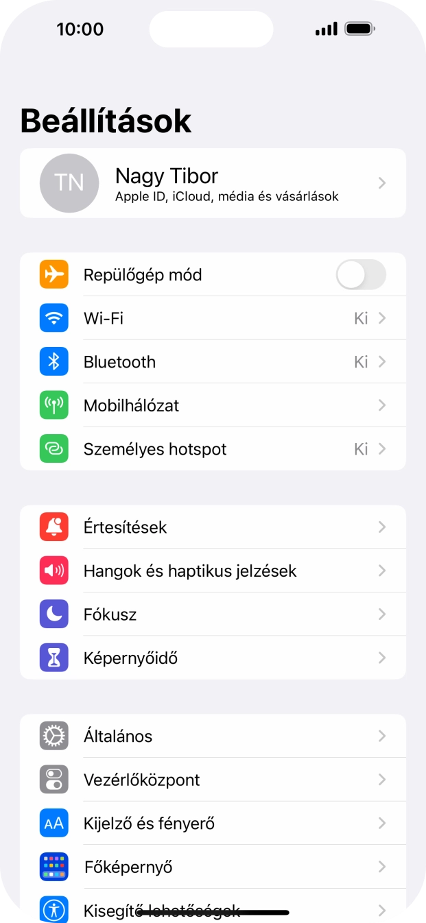 Válaszd a Személyes hotspot lehetőséget.