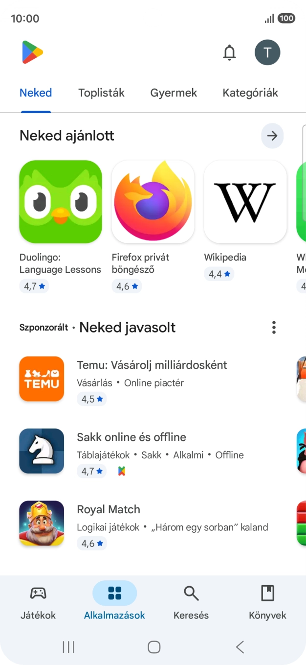 Válaszd a Keresés lehetőséget.