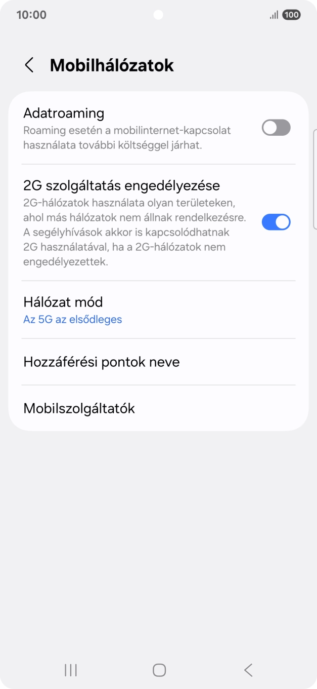 Kattints az „Adatroaming” melletti csúszkára a funkció be- vagy kikapcsolásához. Kattints az „Adatroaming” melletti csúszkára a funkció be- vagy kikapcsolásához.