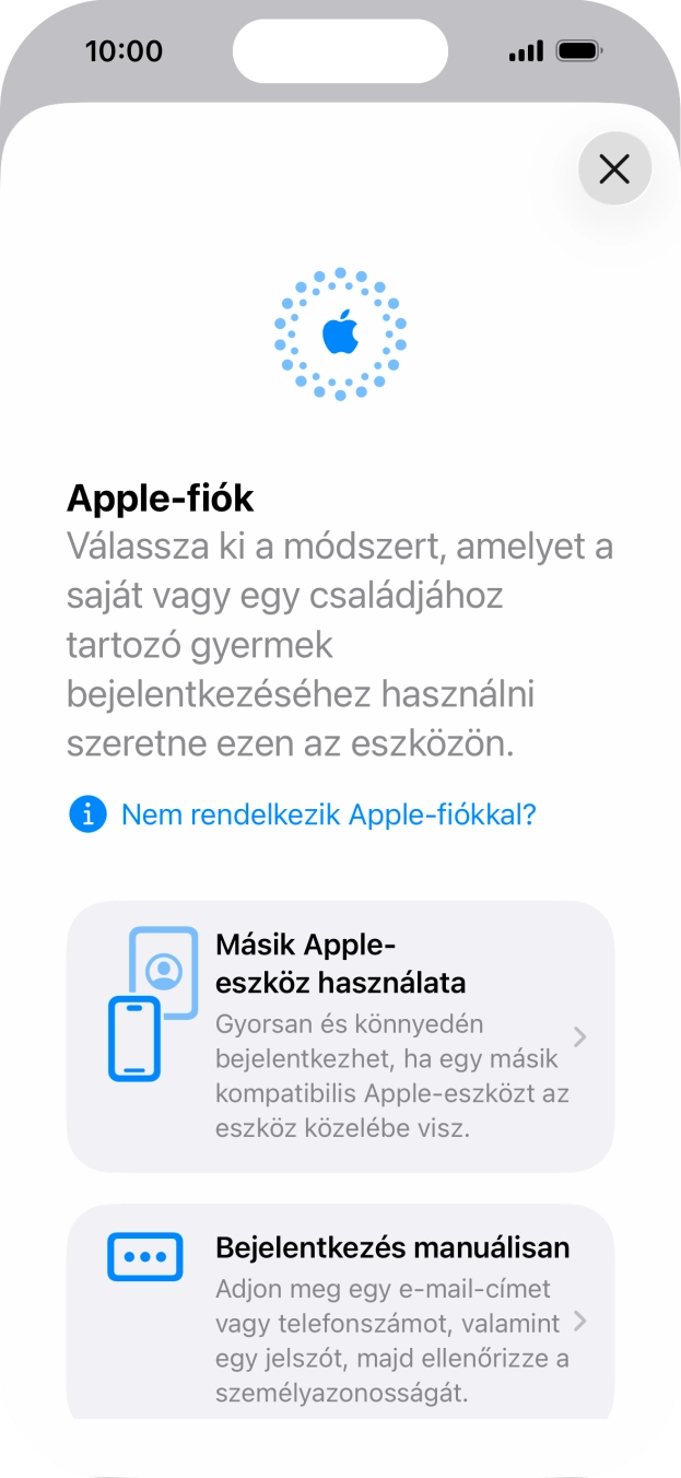 Válaszd a Bejelentkezés manuálisan lehetőséget. Válaszd a Bejelentkezés manuálisan lehetőséget.