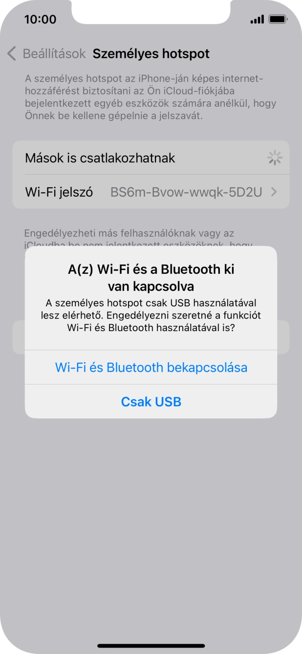 Amennyiben ki van kapcsolva a Wi-Fi, válaszd a Wi-Fi és Bluetooth bekapcsolása lehetőséget.