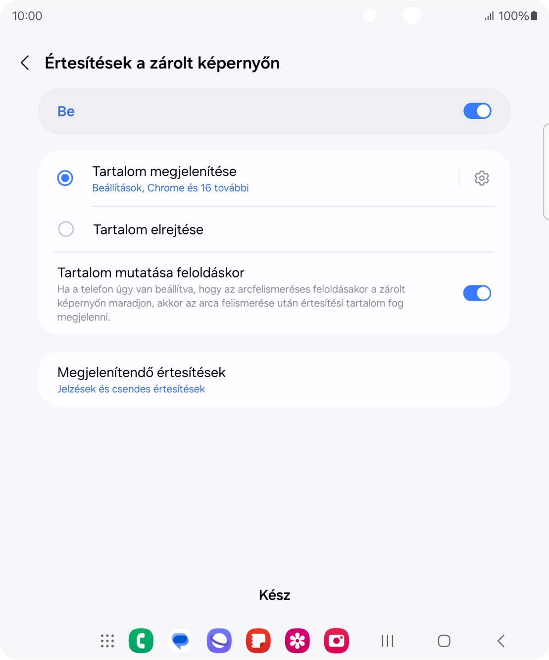 Kattints a kívánt beállítások melletti csúszkákra a funkciók be- vagy kikapcsolásához.