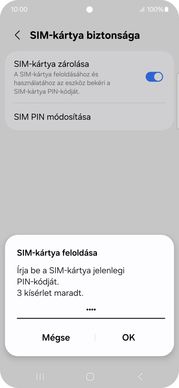 Írd be a PIN-kódot, és válaszd az OK lehetőséget.