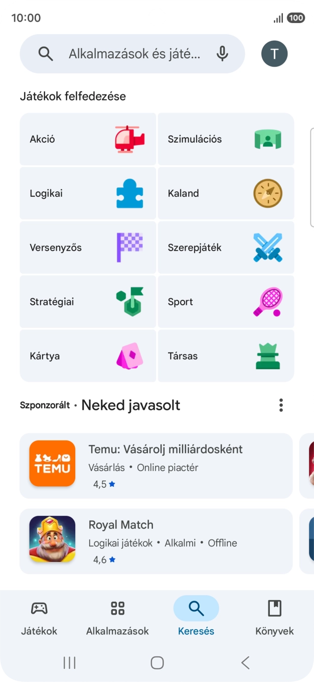 Kattints a keresés mezőre.