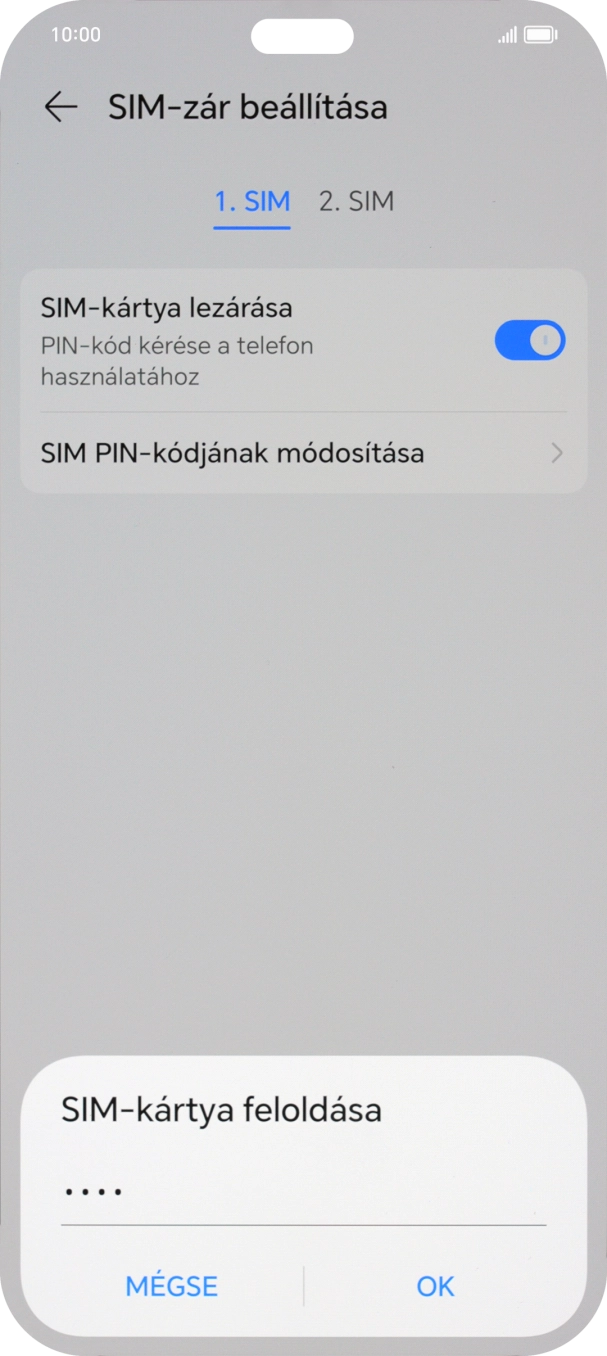 Írd be a PIN-kódot, és válaszd az OK lehetőséget.