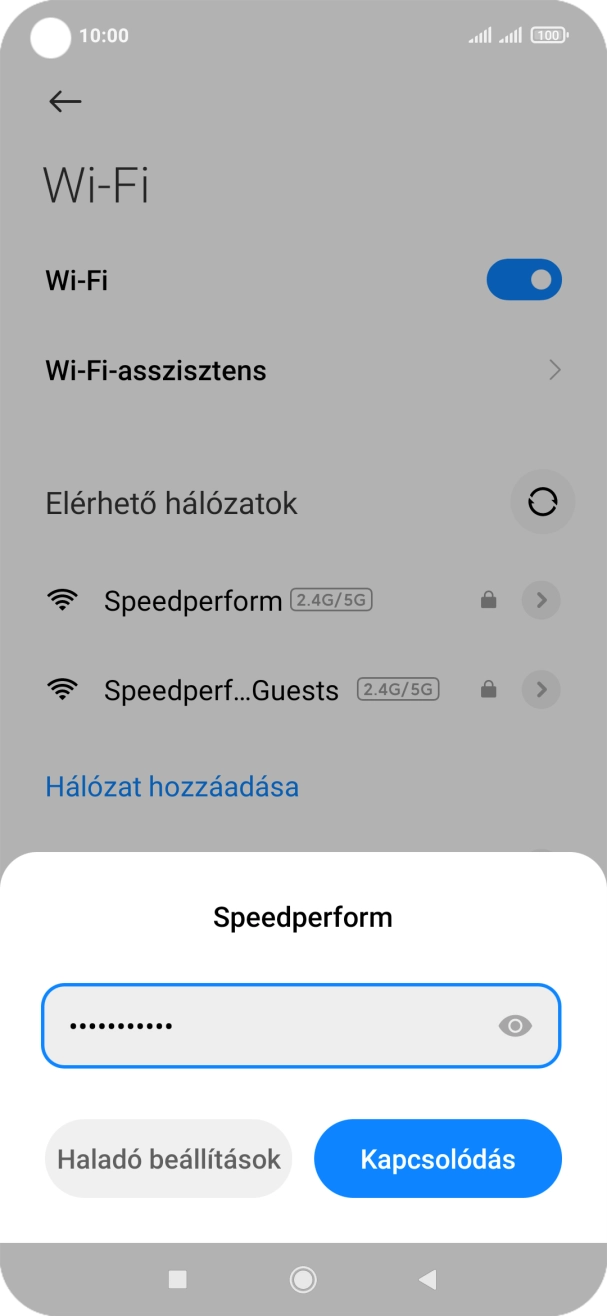 Írd be a Wi-Fi hálózatodhoz tartózó jelszót, és válaszd a Kapcsolódás lehetőséget. Írd be a Wi-Fi hálózatodhoz tartózó jelszót, és válaszd a Kapcsolódás lehetőséget.