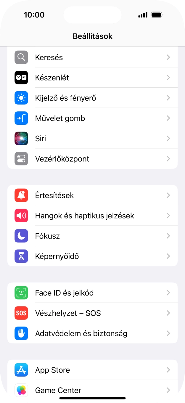 Válaszd a Face ID és jelkód lehetőséget.