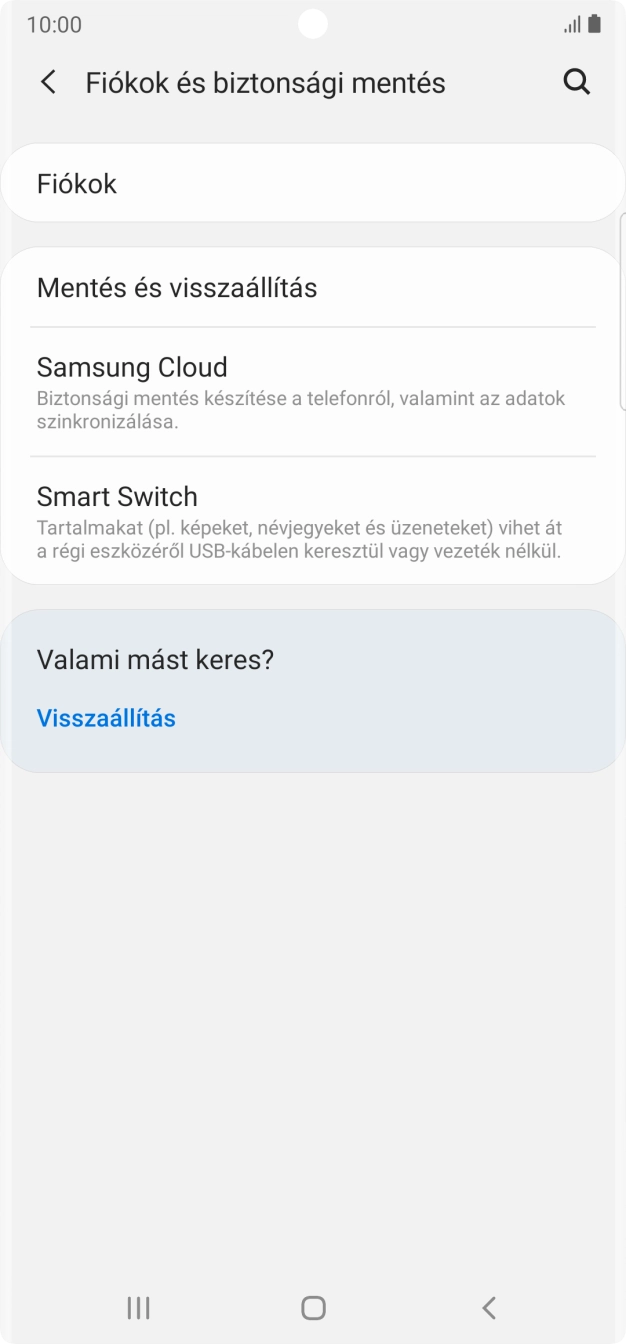 Válaszd a Fiókok lehetőséget.