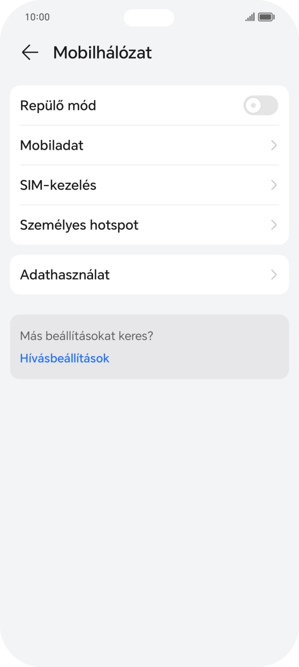 Válaszd a Mobiladat lehetőséget. Válaszd a Mobiladat lehetőséget.