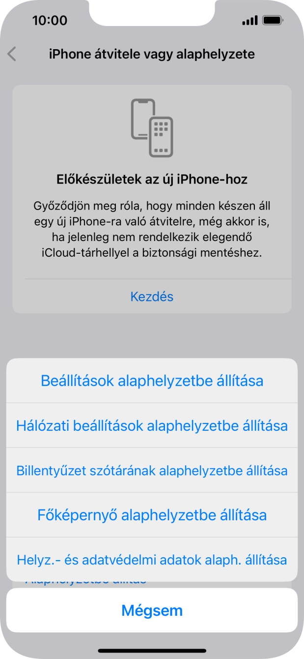 Válaszd a Beállítások alaphelyzetbe állítása lehetőséget. Válaszd a Beállítások alaphelyzetbe állítása lehetőséget.