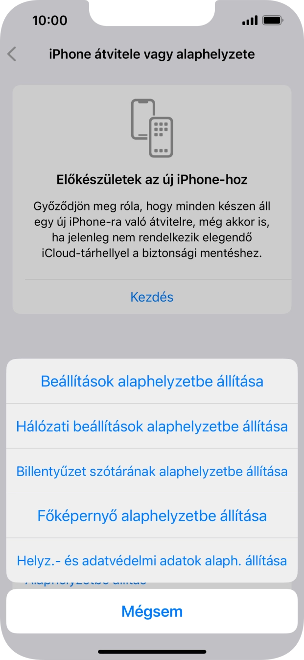 Válaszd a Beállítások alaphelyzetbe állítása lehetőséget. Válaszd a Beállítások alaphelyzetbe állítása lehetőséget.