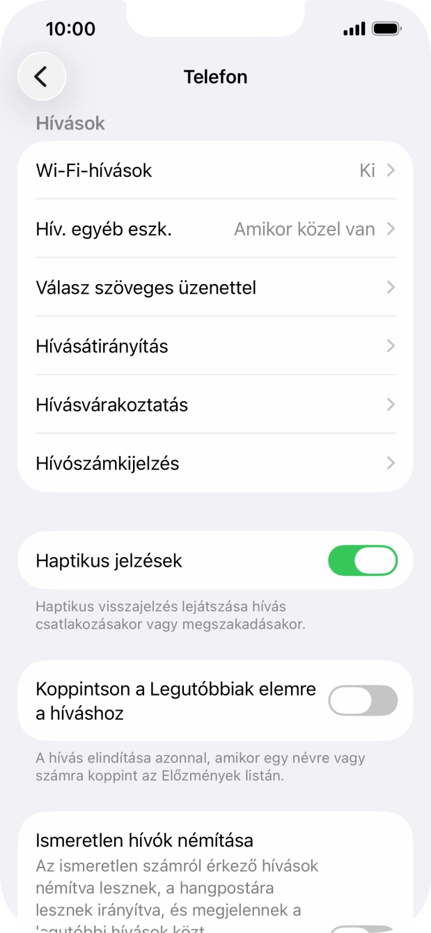 Válaszd a Hívószámkijelzés lehetőséget.