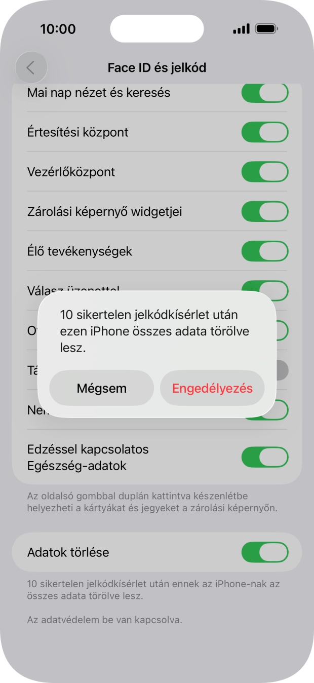 Ha bekapcsolod a funkciót, válaszd az Engedélyezés lehetőséget.
