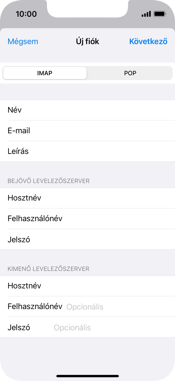 Kattints a Felhasználónév mezőre, és írd be az e-mail-fiókodhoz tartozó felhasználónevet.