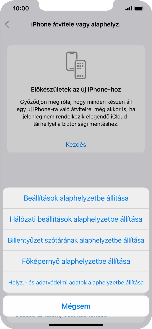 Válaszd a Beállítások alaphelyzetbe állítása lehetőséget. Válaszd a Beállítások alaphelyzetbe állítása lehetőséget.