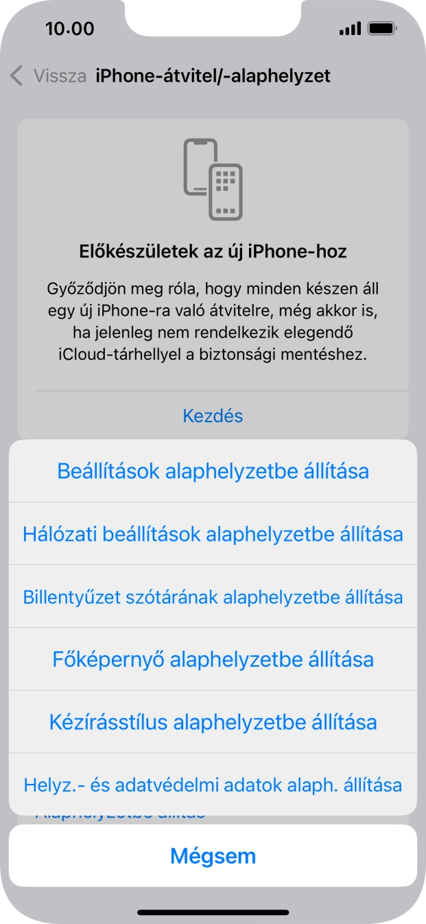 Válaszd a Beállítások alaphelyzetbe állítása lehetőséget. Válaszd a Beállítások alaphelyzetbe állítása lehetőséget.