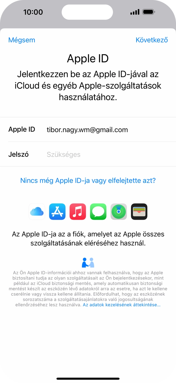 Kattints a „Jelszó” melletti mezőre, és írd be az Apple ID-d jelszavát. Kattints a „Jelszó” melletti mezőre, és írd be az Apple ID-d jelszavát.