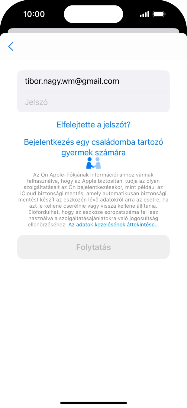 Kattints a Jelszó mezőre, és írd be az Apple ID-d jelszavát.