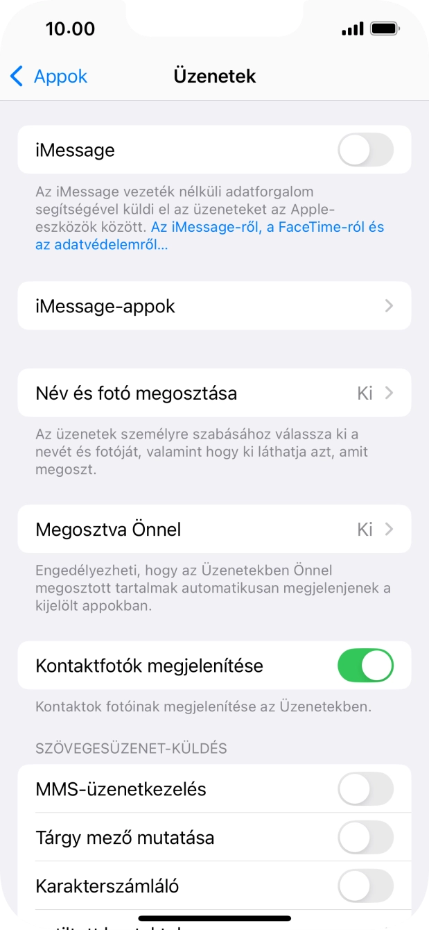 Kattints az „MMS-üzenetkezelés” melletti csúszkára a funkció bekapcsolásához.