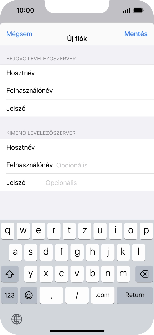 Kattints a Felhasználónév mezőre, és írd be az e-mail-fiókodhoz tartozó felhasználónevet.