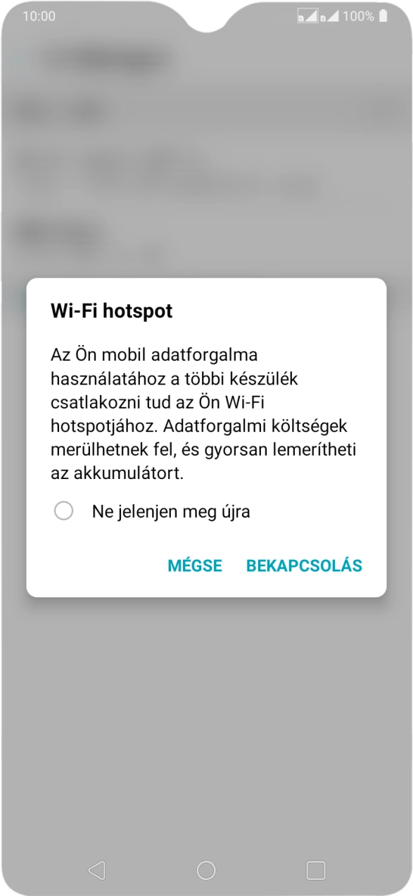 Amennyiben be van kapcsolva a Wi-Fi, válaszd a BEKAPCSOLÁS lehetőséget. Amennyiben be van kapcsolva a Wi-Fi, válaszd a BEKAPCSOLÁS lehetőséget.