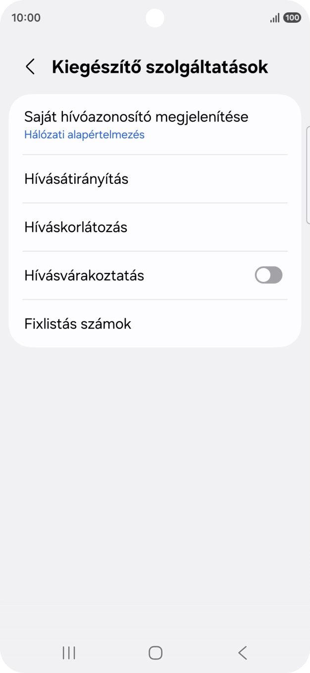 Kattints a „Hívásvárakoztatás” melletti csúszkára a funkció be- vagy kikapcsolásához. Kattints a „Hívásvárakoztatás” melletti csúszkára a funkció be- vagy kikapcsolásához.