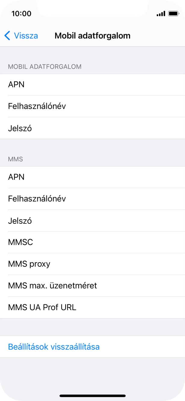 Válaszd az APN lehetőséget. Amennyiben előfizetésed van, írd be azt, hogy internet.