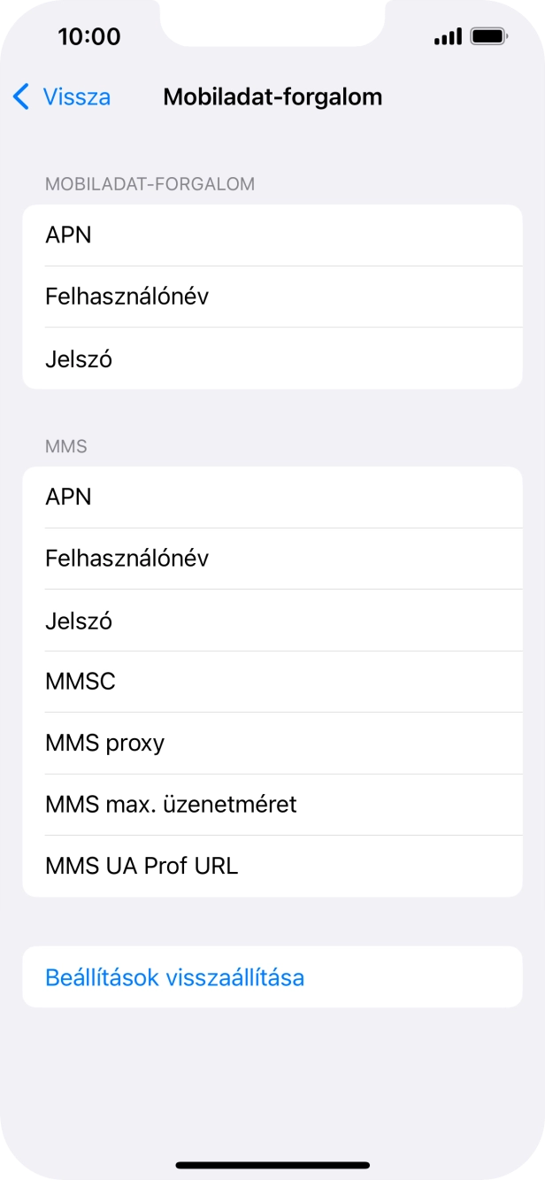 Válaszd az APN lehetőséget. Amennyiben előfizetésed van, írd be azt, hogy internet.