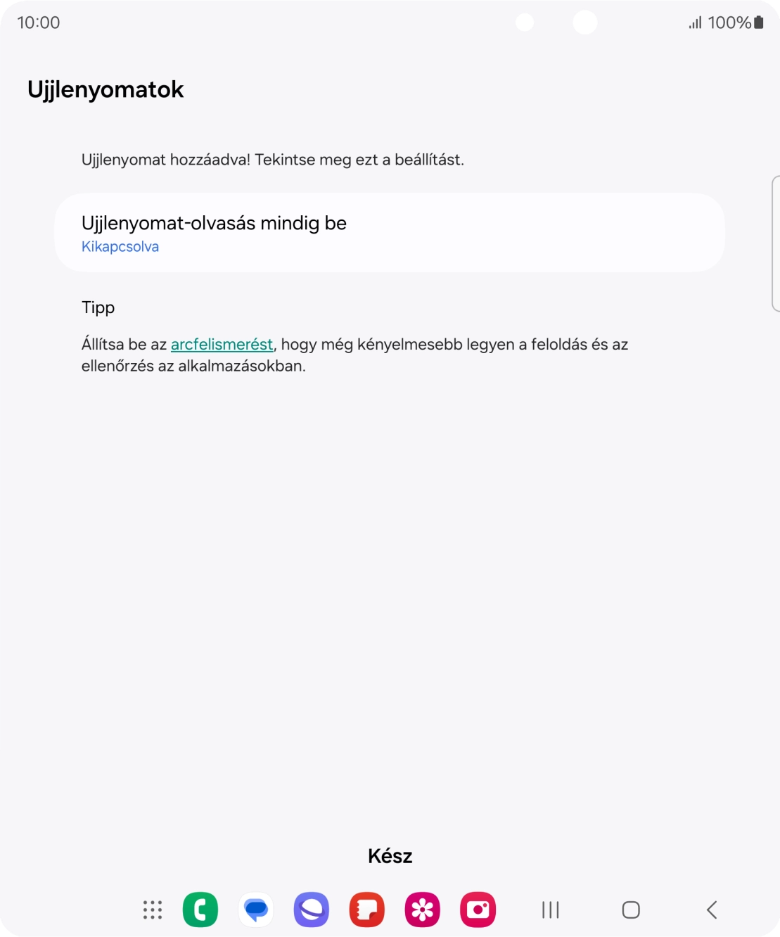 Válaszd a Kész lehetőséget.