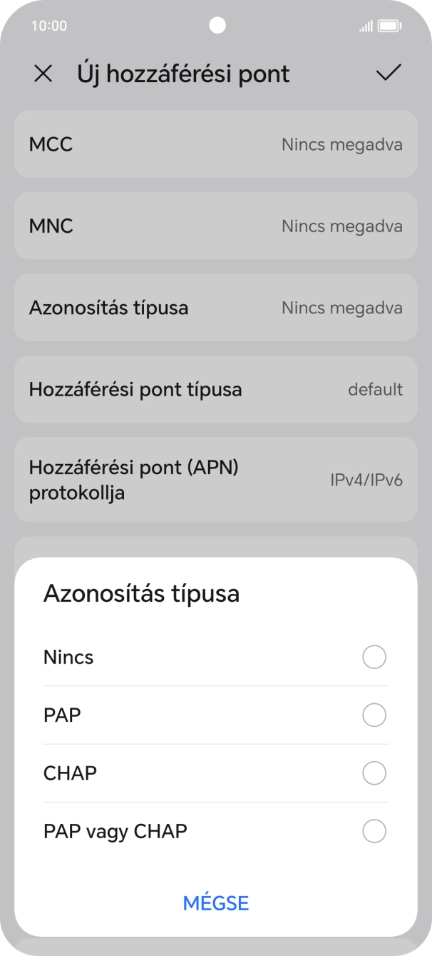 Válaszd a PAP lehetőséget.