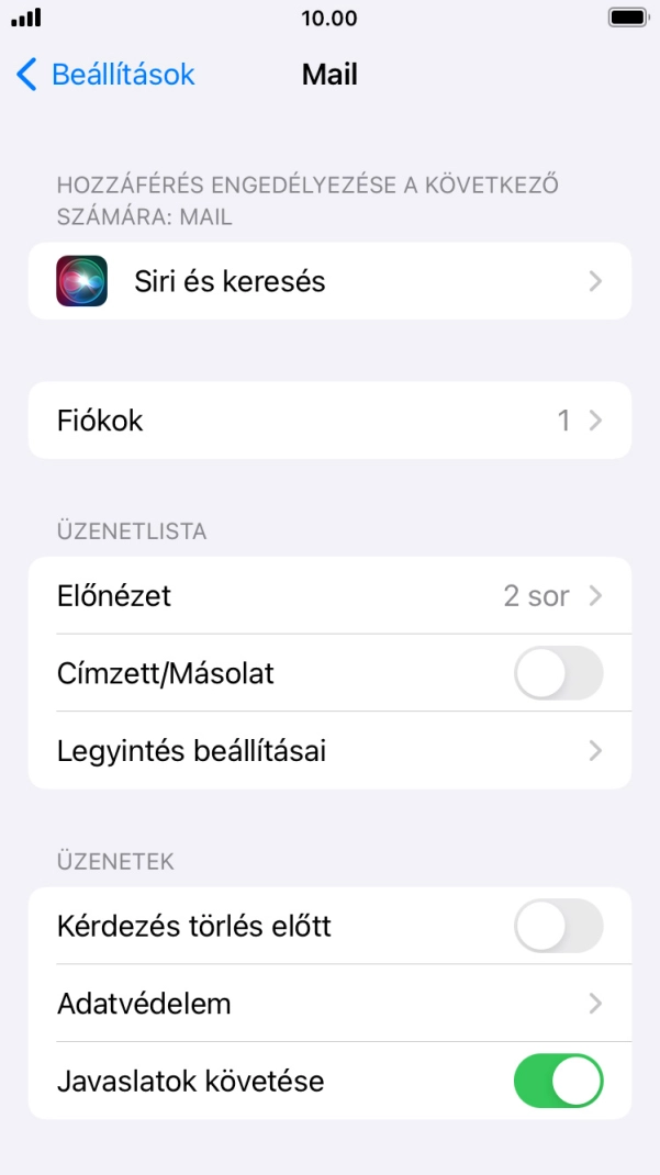 Válaszd a Fiókok lehetőséget.