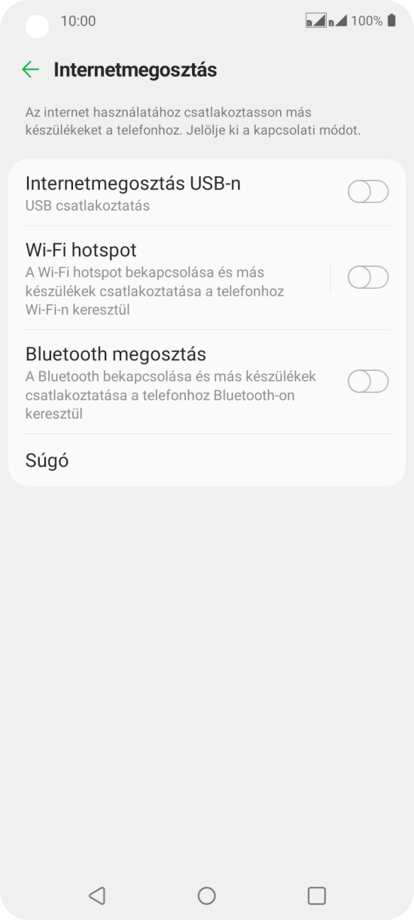 Válaszd a Wi-Fi hotspot lehetőséget. Válaszd a Wi-Fi hotspot lehetőséget.
