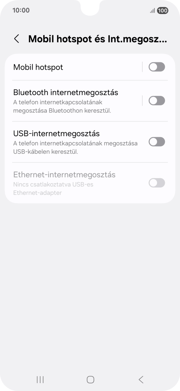 Válaszd a Mobil hotspot lehetőséget. Válaszd a Mobil hotspot lehetőséget.