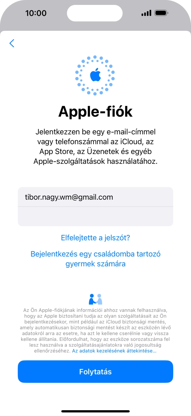 Válaszd a Folytatás lehetőséget.