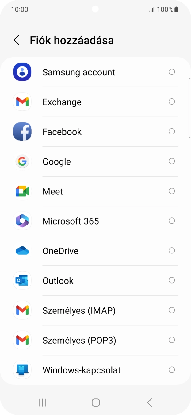 Válaszd a Google lehetőséget.
