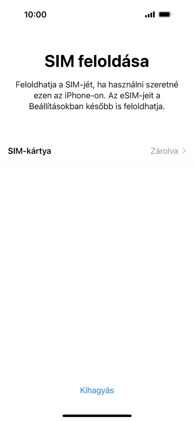 Válaszd a SIM-kártya lehetőséget.