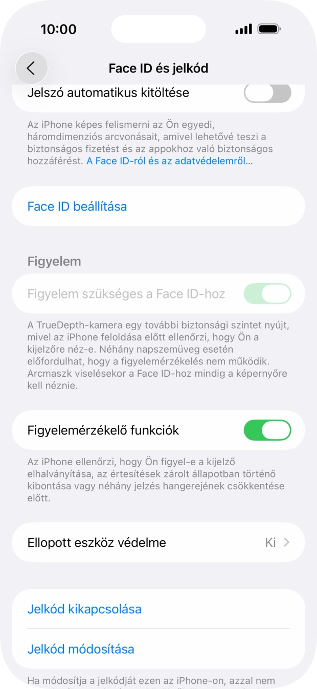 Válaszd a Jelkód kikapcsolása lehetőséget, és írd be a képernyőzárkódot.