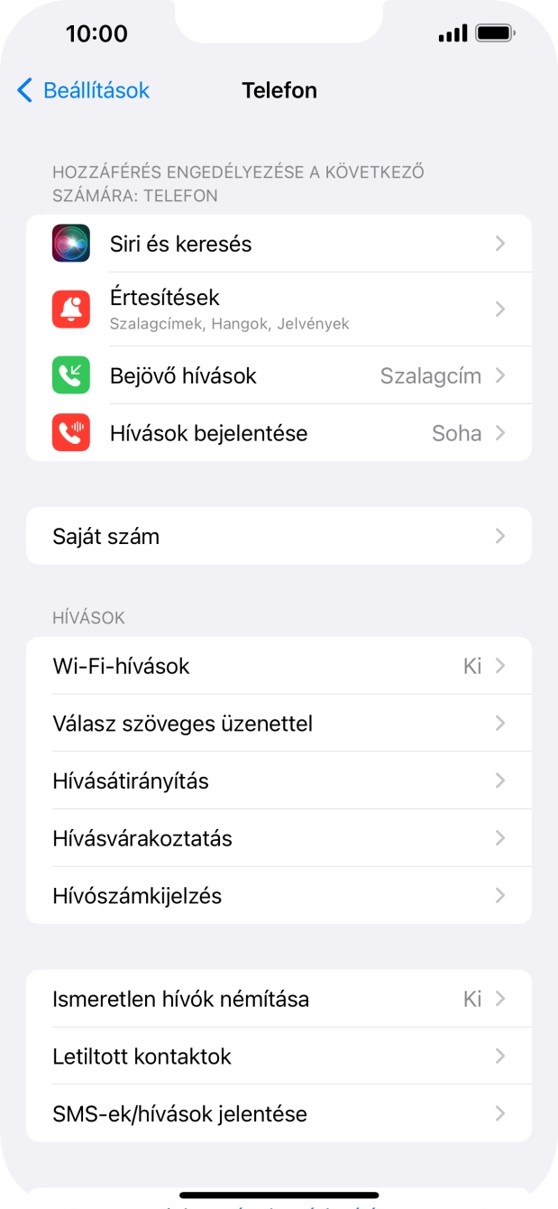 Válaszd a Hívószámkijelzés lehetőséget.